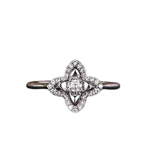 HeartsAndYou Flower Star Engagement Ring for Women 1.5ct Round Cut Moissanite 18k White Gold Over Silver