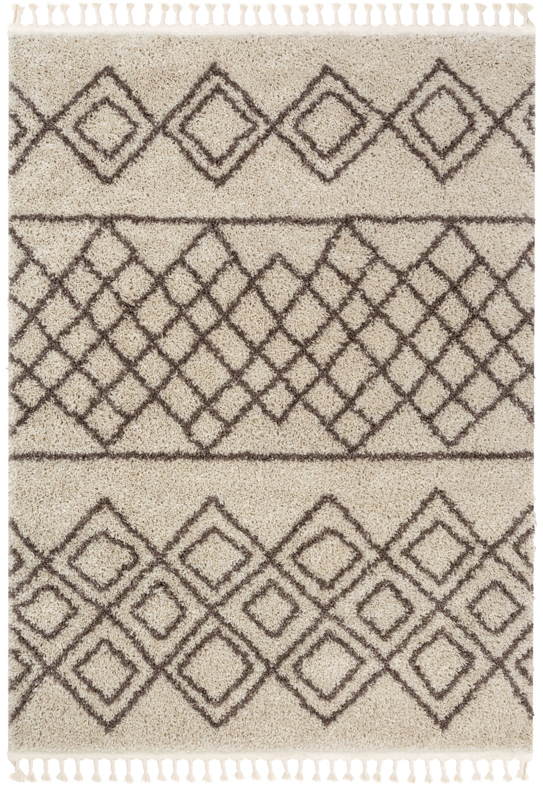 Well Woven Cabana Radley Moroccan Tribal Natural 5'3" x 7'3" Shag Area Rug