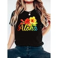 thumbnail image 1 of Camiseta hawaiana Aloha de moda para mujer: ligera y transpirable, manga corta, ideal para el verano, ideal para vacaciones y deportes de ocio., 1 of 9