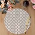 thumbnail image 3 of Beige Moroccon Round 13 Inch Placemats Set of 4, Farmhouse Minimalist Abstract Geometric HeatResistant Non Slip Place Mats for Dining Table, Wipeable Braided Kitchen Table Mats for Housewarming, 3 of 9