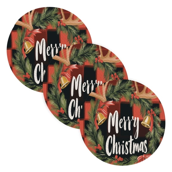 BZSMCE Mats for Pots,Pans Place Christmas Painting Of Classical Plaid Print Simple Style Pattern Pot Mats