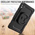thumbnail image 4 of Case for Samsung Galaxy Tab S10+ Plus 2024/S9 FE+ Plus 12.4 inch, 360 Rotating Stand Handle Pencil Holder Shoulder Strap Heavy Duty Shockproof Cover, Black, 4 of 7