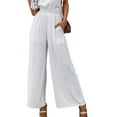 thumbnail image 6 of Women's Summer Casual Wide Leg Palazzo Pants Elastic Waist Solid Long Pants Loose Fit Baggy Comfy Thin Flowy Beach Pants, 6 of 7