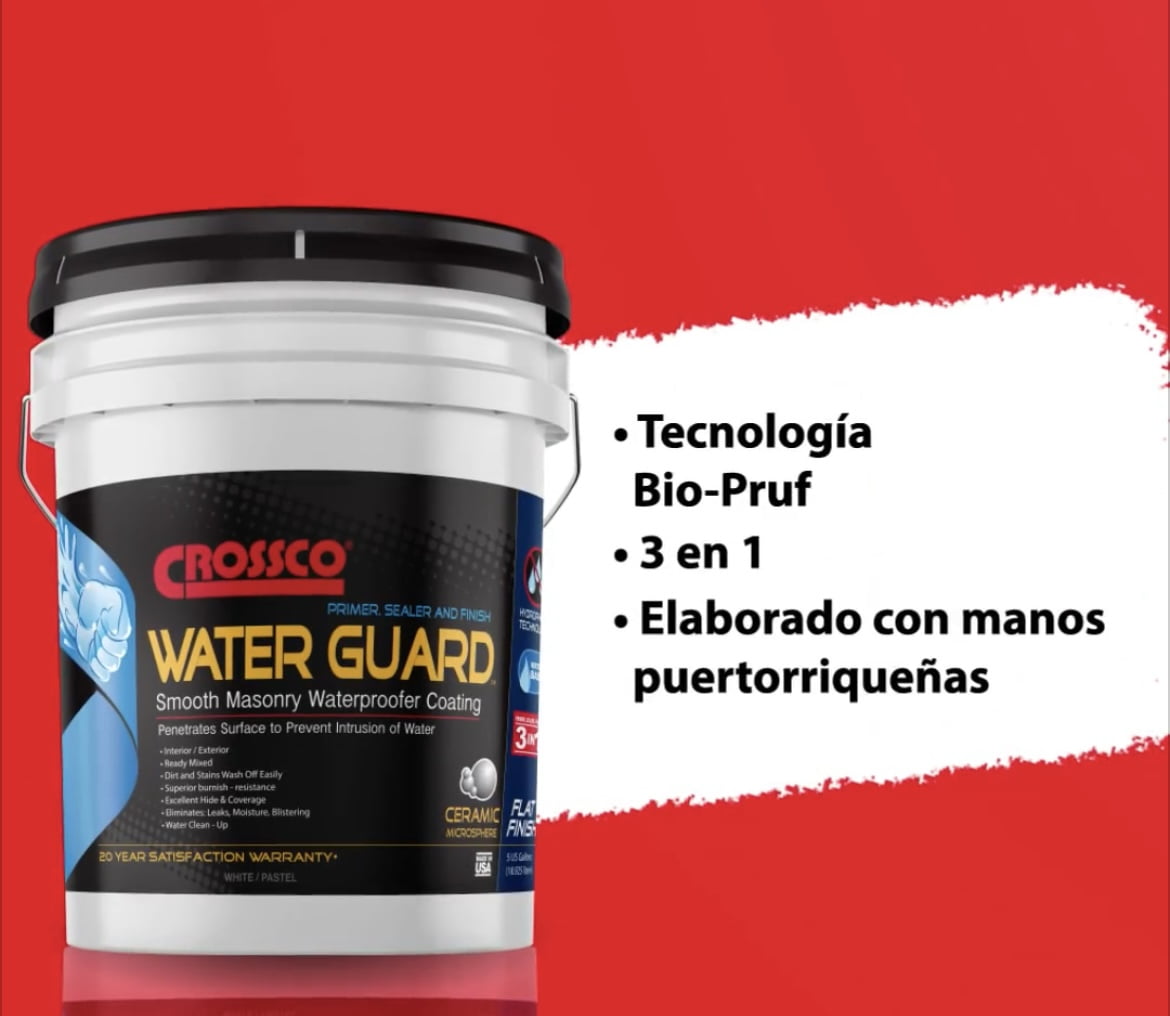 Crossco Water Guard 3 in 1 Primer Sealer and White Paint Satin Finish, 1 Gallon