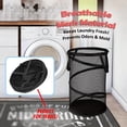 thumbnail image 4 of Pop Up Hamper for Laundry Mesh Collapsible Laundry Basket | Large Clothes Hamper - Black 16"L x 16"W x 24"H, 4 of 6