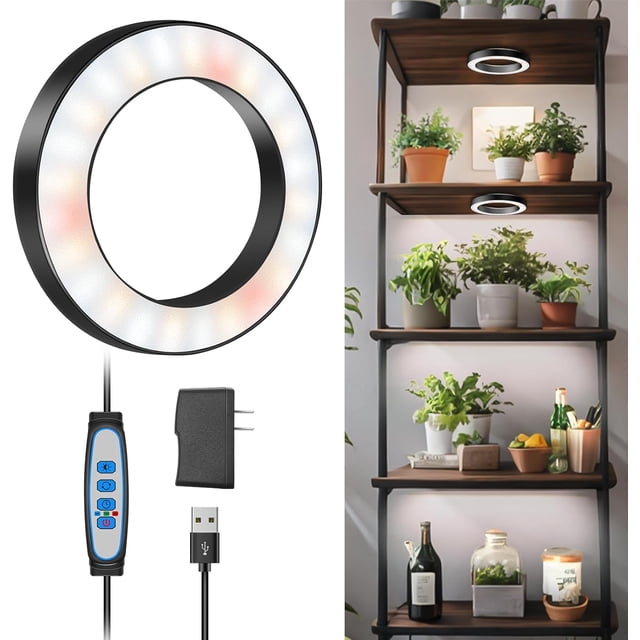 Grow Lights for Indoor Plants LEDs Full Spectrum LED Plant Grow Light V/A Under Cabinet Grow Lamp with Auto Timer Hrs Lighting Mode Brightness Levels Tri Head