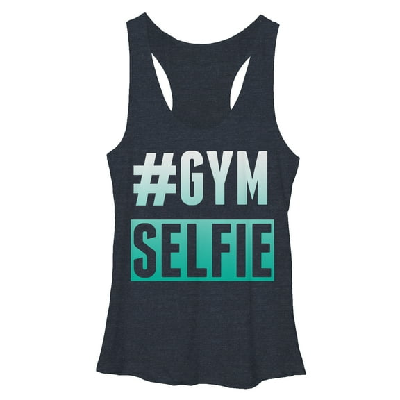 Women's CHIN UP Gym Selfie  Racerback Tank Top Navy Heather Large