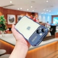 thumbnail image 2 of Cutyskin for iPhone 15 Plus Case for Girl Women, Cute Curly Wave Frame with Luxury Plating, Soft TPU Electroplated Edge Shockproof Full Camera Lens Film Potection Transparent Phone Case, Blue, 2 of 7