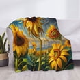 thumbnail image 3 of Yiaed Artistic Oil Painting Sunflower Print Blanket Throw Blanket Soft Cozy Flannel Blanket for Home Bed Sofa Couch Chair-60"x50", 3 of 6