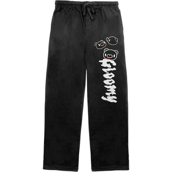 Gloomy Bear Triple Title Men's Black Drawstring Sleep Pajama Pants-XXL