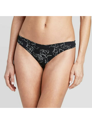 AUDEN (3 Pairs) High Waist Scalloped Lace Thong in Black
