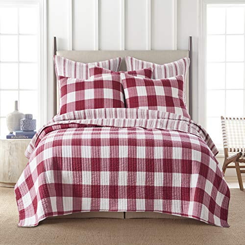 Levtex Home Camden Quilt Set Twin, Pink Buffalo Plaid Twin Bedding