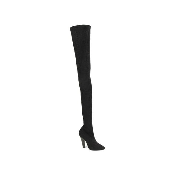SAINT LAURENT Womens Black Stretch Koller Pointed Toe Cone Heel Dress Boots 39