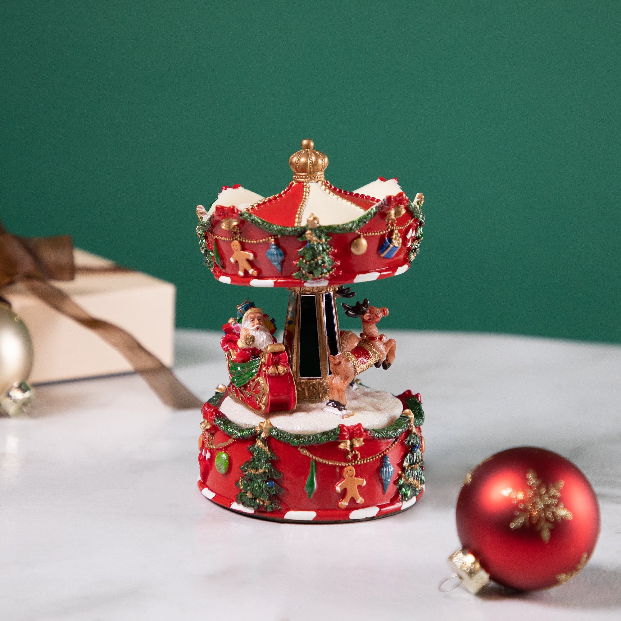 レトロ な クリスマス　飾り holiday carousel Mr. Christmas Animated LED Grand Swarovski Holiday Carousel