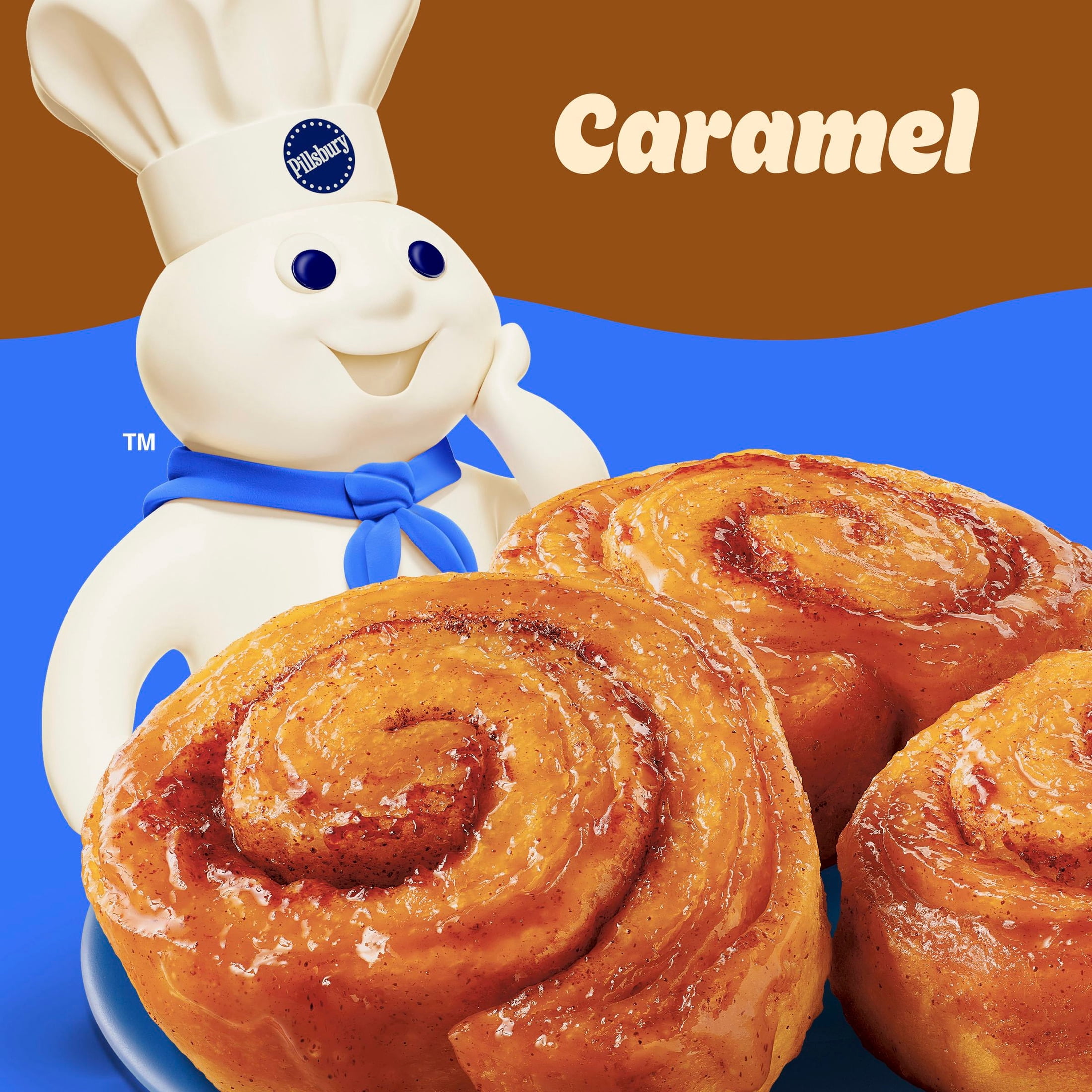 Pillsbury Flaky Caramel Rolls, Refrigerated Canned Pastry Dough, 8 Count, 13.9 oz