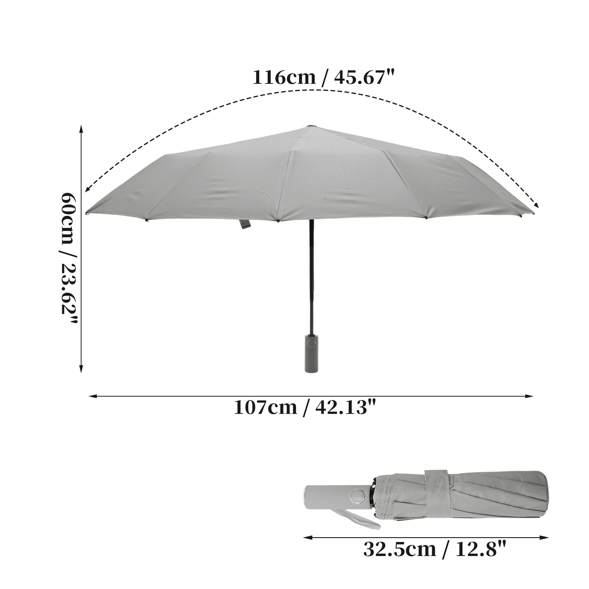 Unique Bargains Automatic Collapsible Windproof Folding Umbrella Light Gray