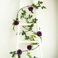 thumbnail image 6 of Efavormart 6 ft Purple Silk Rose 5 Flowers Garland with Bendable Wire Vines Artificial Flower Garlands with Leaves for Weddings, 6 of 11