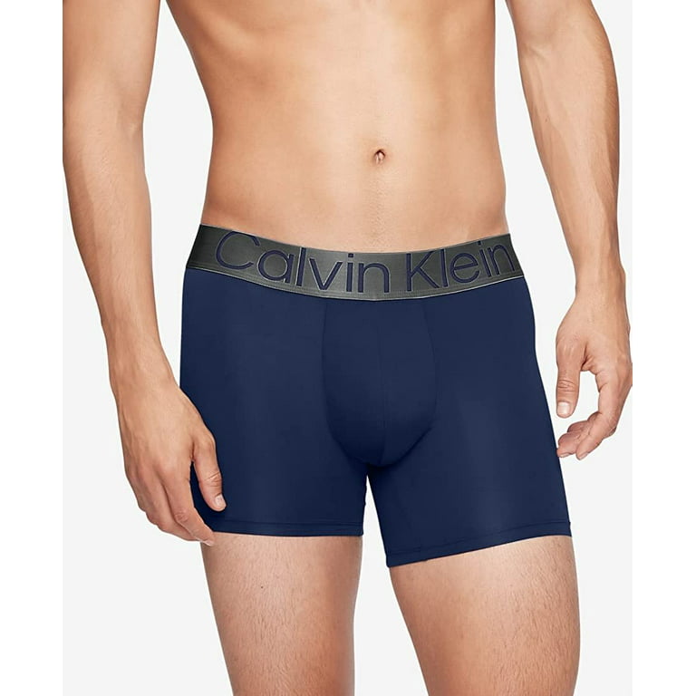 Calvin Klein Men's Reconsidered Steel Micro 3-Pack Boxer Brief, RED Grape,  Storm Cloud, Blue Shadow, S 