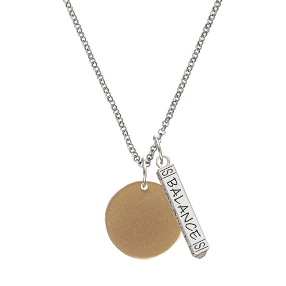 Delight Jewelry Acrylic 7/8" Disc Goldtone Silvertone Balance Bar Charm Necklace, 23"