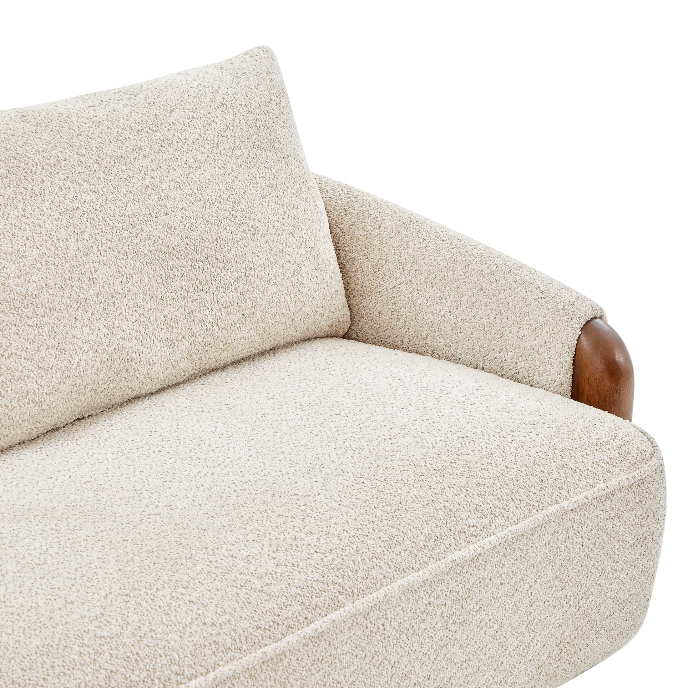 Christopher Knight Home 75" Modern Curved Boucle Sofa with 3 Seats, Solid Wood Frame, Sesame
