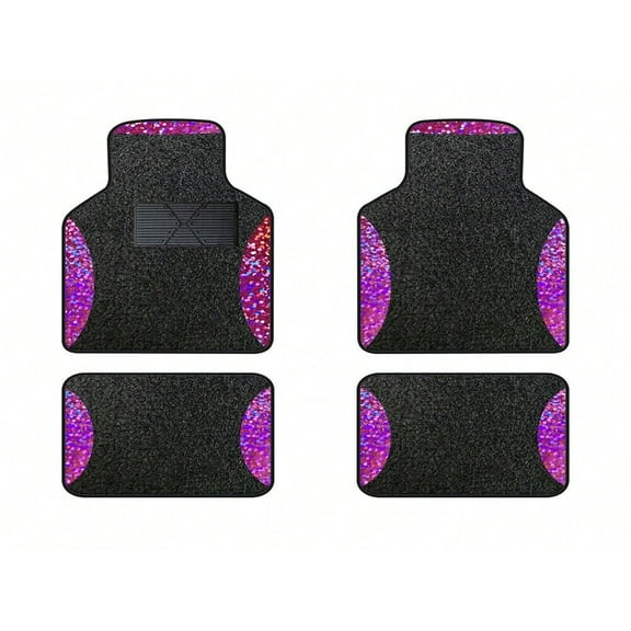 Leadwolf Car Floor Mats universal Full Coverage Auto Floor Mats All Weather Luxury Floor Liners Anti - Slip Car Mats Protector Car Carpet Black and Fuchsia 4PCS