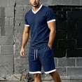thumbnail image 6 of Gytharion 2 Piece Summer Tracksuits for Men V Neck Short Sleeve Shirt with Drawstring Elastic Waist Shorts Sets Soild Color Athletic Outfits, 6 of 8