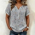 thumbnail image 7 of cocolona Womens Summer Striped Printed Tops Short Sleeve V Neck Loose Shirts Casual Pullover Blouses, 7 of 7