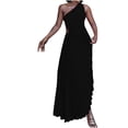 thumbnail image 2 of Dolkfu Cowl Neck Summer&Fall dresses for Women Black Sleeveless Irregular High Low Hem Maxi Fit & Flare Dresses Casual Solid Black,S, 2 of 6