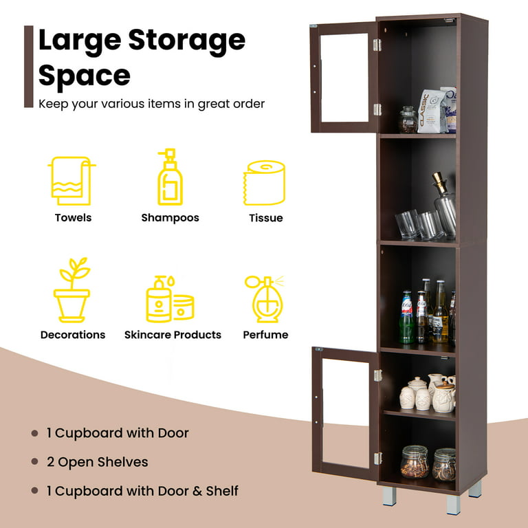 Costway 71'' Tall Tower Bathroom Storage Cabinet Organizer Display - See Details - Brown