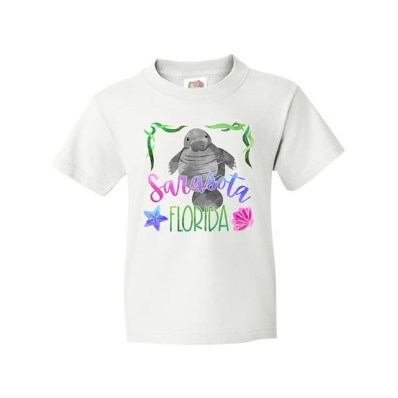 Inktastic Sarasota Florida Cute Swimming Manatee Youth T-Shirt