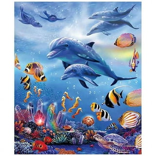 Snuqevc Fantasy Dolphin Diamond Painting, Adult Diamond Painting Kits Cute  Animal Art Crystal Embroidery Painting, 20x24inch Living Room Decorn