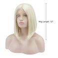 thumbnail image 2 of Unique Bargains Lace Front Wigs for Women 12" Beige Medium Long Straight Bob with Wig Cap, 2 of 8