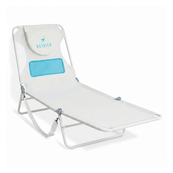 Ostrich The Ladies Comfort Lounger, Foldable Beach Pool Tanning Chair, White