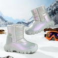 thumbnail image 4 of newwalpole Toddler Snow Boots for Girls Boys Winter Warm Kids Button Boots Outdoor Shoes Gray for Size 9, 4 of 7