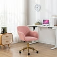 thumbnail image 4 of Office Chair with Wheels and Metal Base, Gold Metal Legs 360° Swivel Vanity Chair, Adjustable Height Wool Chairs, 4 of 7