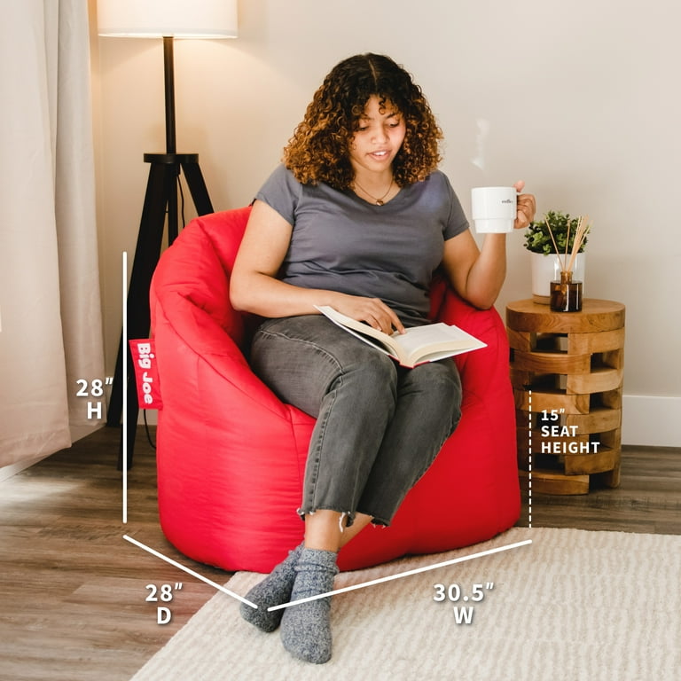 Big Joe Milano Bean Bag Chair Red Smartmax Durable Polyester 2.5 feet