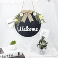 thumbnail image 4 of Welcome Sign Natural Wood Door Hanging Decoration for Front Door Decoration with Hemp Rope Flat Round with Bowknot Black 52cm, 4 of 7