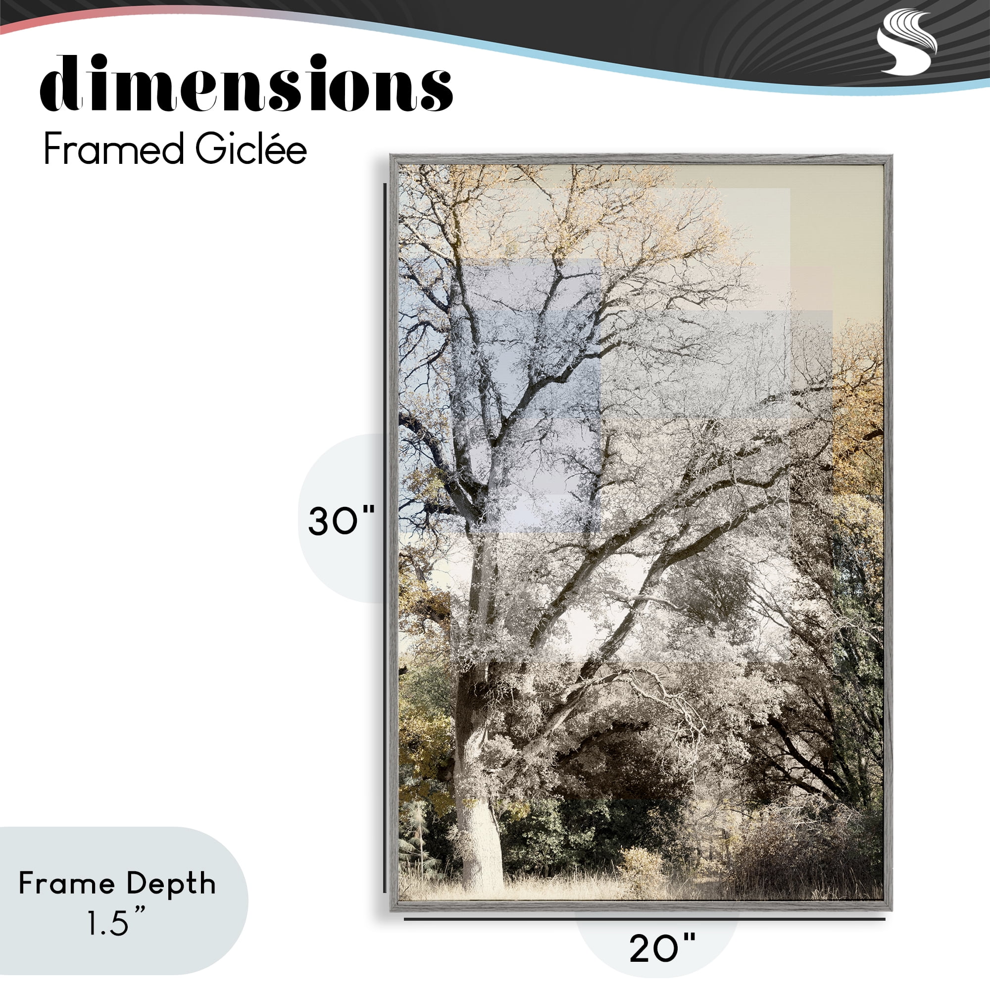 Stupell Industries Tree Collage Layers Gray Framed Giclee Art, design by Gemma Bardot