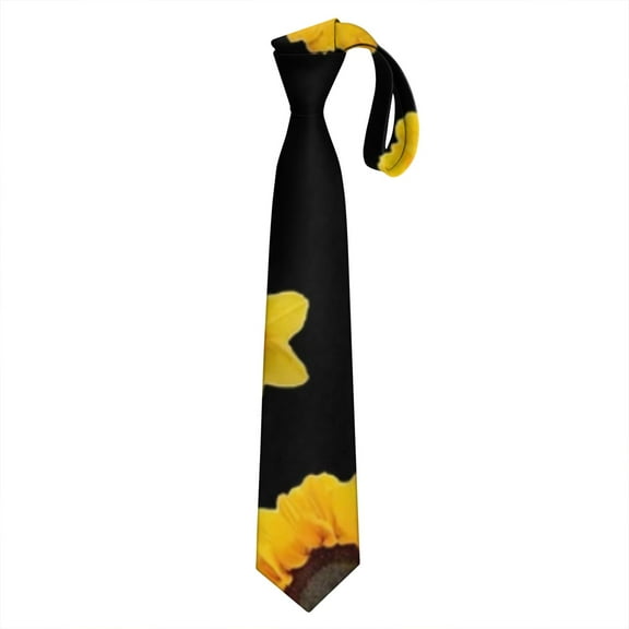 Country Style Sunflower Tie - Floral Vintage Wedding & Business Satin Necktie
