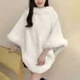 thumbnail image 4 of XFLWAM Women's Fashion Fuzzy Shawl Faux Fur Collar Trim Warm Wrap Cape Soft Comfort Thermal Shawl Winter Outwear White Free Size, 4 of 5