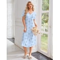 thumbnail image 4 of Ekouaer Nightgowns for Women Bamboo Viscose Long Night Gown Short Sleeve Moo Moos V Neck Sleep Shirts Pleated House Dress, 4 of 6
