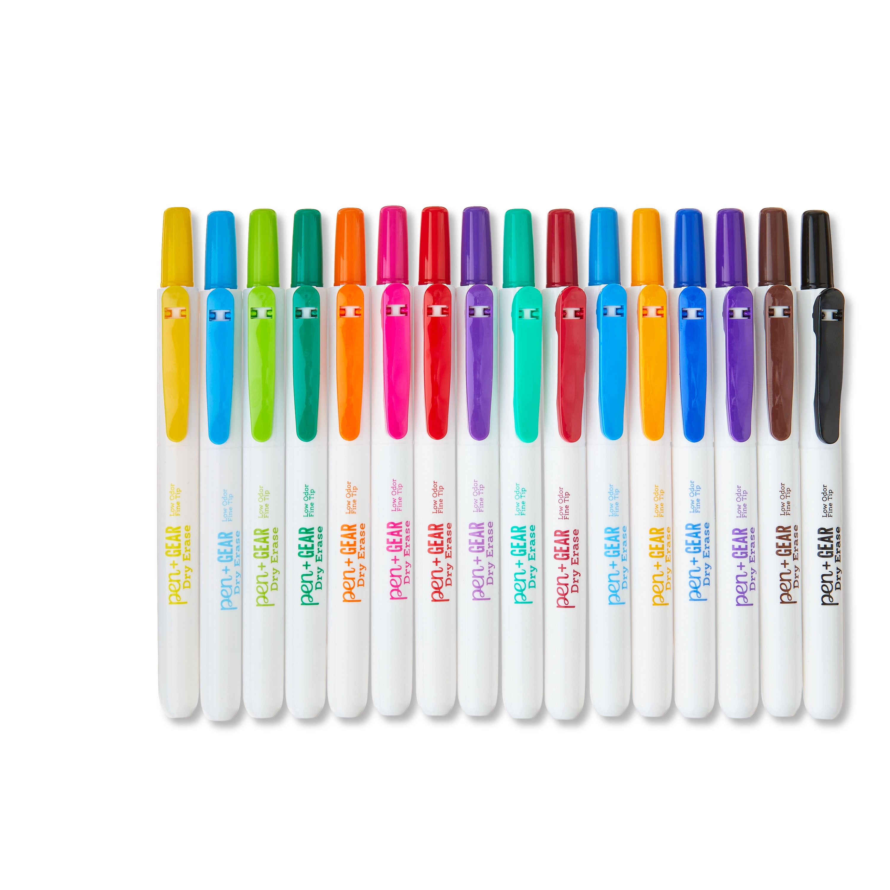 (4 pack) Pen+Gear Low-odor Retractable Dry Erase Markers, Fine Point, Muti Colors, 16 Count