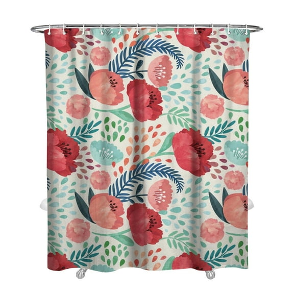 Boho Style Shower Curtain Floral Rose Floral Vintage Retro Shower Curtain for Bathroom Home Decor Bathtubs Waterproof Fabric Curtain with 12 Hooks 72x84in