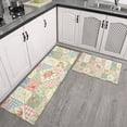 thumbnail image 2 of Pioneer Flower Floral Print Pattern Kitchen Rugs Sets Of 2, Anti Fatigue Non Slip Washable Floor Mats for Kitchen Sink Laundry, 17X30 Inch + 17X47 Inch, 2 of 6