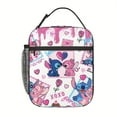 thumbnail image 2 of Stitch & Lilo Lunch Bag - Reusable Insulated Tote with Black Handles, Pink & White Design, Thermal Preservation for Office, Work, Picnic, Camping - Non-Food Contact, Lunch Bag Insulated, 2 of 8