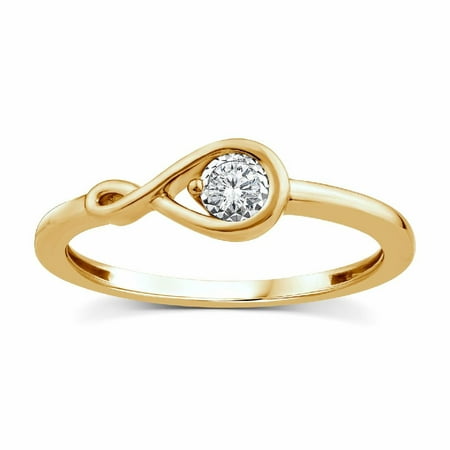 Brilliance Fine Jewelry 1/6 Ctw Lab Grown Diamond Ring in 14K Yellow Gold-Plated Sterling Silver, Women