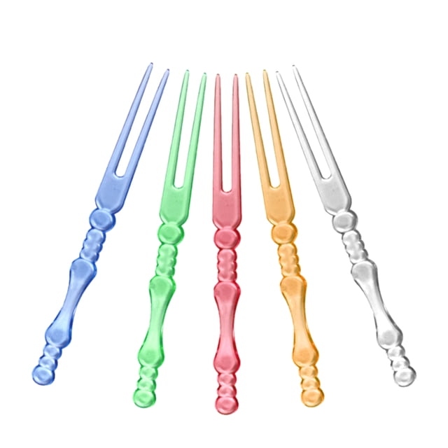Bewildely Paquete de 80 tenedores para pasteles de frutas con mango, palillos de comida de un solo uso, tenedores para postres, pasteles, aperitivos, Mostrada Vistoso Bewildely HA002906-01