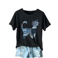 thumbnail image 2 of Qulqfy Womens Cartoon Shirts Cute Kitten Black Cat Print Shirts Graphic Women's Short Sleeve Tops L, 2 of 4