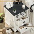 thumbnail image 3 of LELELINKY Farmhouse Nightstand, 2 Drawers End Table w/Charging Station, Wood Rustic Bedside Table w/Open Shlef for Bedroom, White, 3 of 8