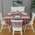 thumbnail image 2 of Red and Blue Christmas Knitted Pattern Round Tablecloth 60"x60",Wrinkle Wipeable Table Cloth for Kitchen Dining Room Picnic Patio Party, 2 of 6